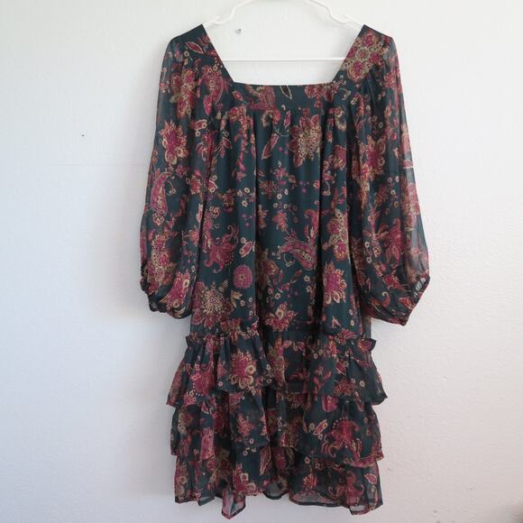 NWT Band of the Free Mandy Dress Pine Berry Boho Green Floral Dress Size Small - Picture 3 of 12